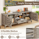Farmhouse TV Stand for 65 Inch TVs with 2 Woven Accent Doors and 3 Adjustable Shelves