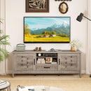 Farmhouse TV Stand for 65 Inch TVs with 2 Woven Accent Doors and 3 Adjustable Shelves