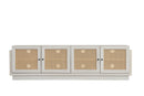 Farmhouse TV Stand for TVs up to 75" with Rattan Doors