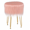 Faux Fur Vanity Stool Chair with Metal Legs for Bedroom and Living Room