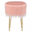 Faux Fur Vanity Stool Chair with Metal Legs for Bedroom and Living Room