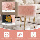 Faux Fur Vanity Stool Chair with Metal Legs for Bedroom and Living Room