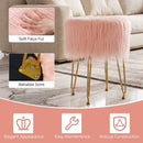 Faux Fur Vanity Stool Chair with Metal Legs for Bedroom and Living Room