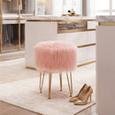 Faux Fur Vanity Stool Chair with Metal Legs for Bedroom and Living Room
