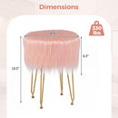 Faux Fur Vanity Stool Chair with Metal Legs for Bedroom and Living Room