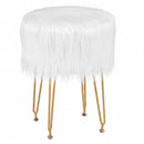 Faux Fur Vanity Stool Chair with Metal Legs for Bedroom and Living Room