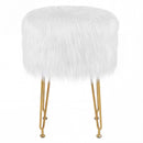 Faux Fur Vanity Stool Chair with Metal Legs for Bedroom and Living Room