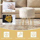 Faux Fur Vanity Stool Chair with Metal Legs for Bedroom and Living Room