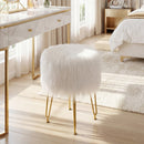 Faux Fur Vanity Stool Chair with Metal Legs for Bedroom and Living Room