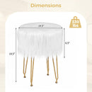 Faux Fur Vanity Stool Chair with Metal Legs for Bedroom and Living Room