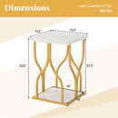 Faux Marble Bedside Night Stand with Petal-Inspired Metal Frame
