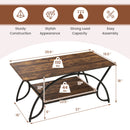 2-Tier Rectangle Coffee Table with Marble Pattern Top