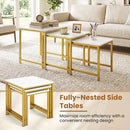 Nesting Tables Set of 3 with Faux Marble Top and Metal Frame