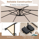 10 Feet Solar Offset Hanging Umbrella with Base and LED Lights