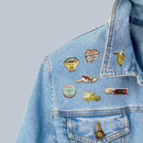 Cats and Wine Make Everything Fine Enamel Pin in Purplish Red and Gold