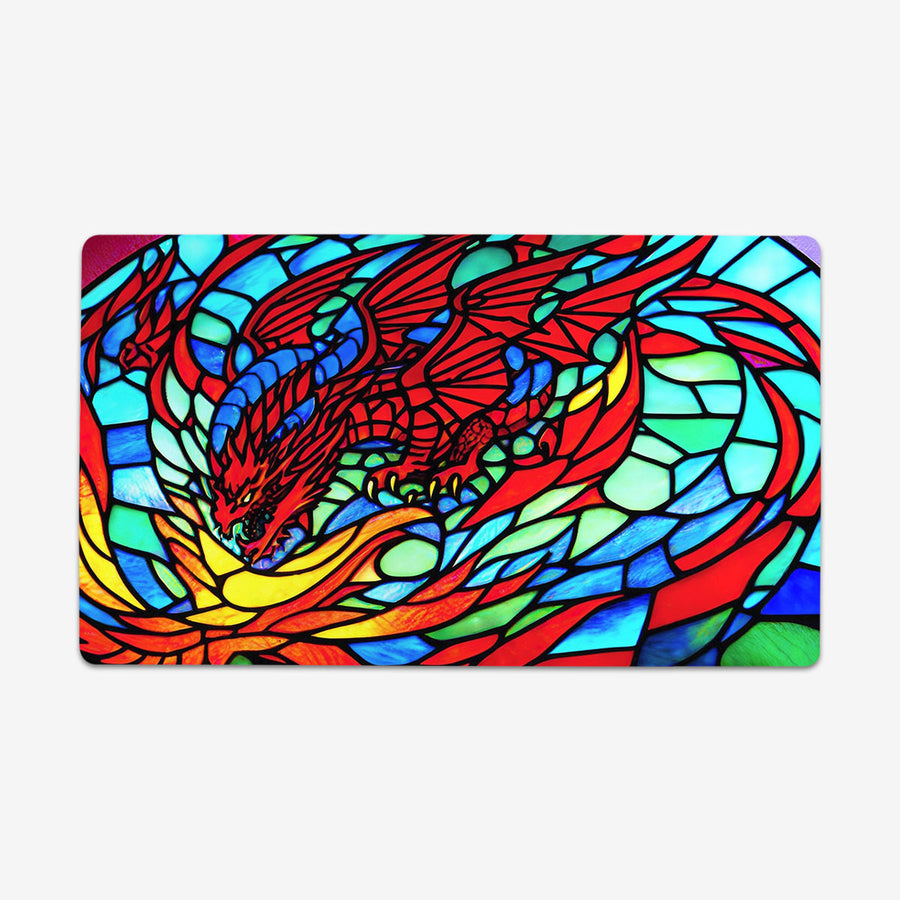 Red Stained Glass Dragon Playmat