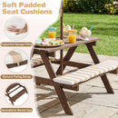 Fir Wood Kids Picnic Table with 2 Built-in Benches and Umbrella