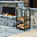 Fireplace Log Rack with 4 Tools Set Fireside Firewood Holder