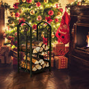 Fireplace Log Rack with 4 Tools Set Fireside Firewood Holder