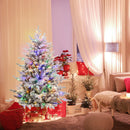 7 Feet Flocked Christmas Tree with 8 Lighting Modes and Multi-Color LED Lights