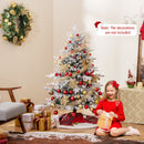 7 Feet Flocked Christmas Tree with 8 Lighting Modes and Multi-Color LED Lights