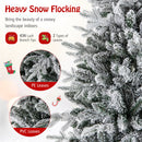7 Feet Flocked Christmas Tree with 8 Lighting Modes and Multi-Color LED Lights