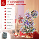 7 Feet Flocked Christmas Tree with 8 Lighting Modes and Multi-Color LED Lights