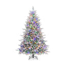 7 Feet Flocked Christmas Tree with 8 Lighting Modes and Multi-Color LED Lights