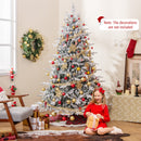 7 Feet Flocked Christmas Tree with 8 Lighting Modes and Multi-Color LED Lights