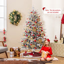 7 Feet Flocked Christmas Tree with 8 Lighting Modes and Multi-Color LED Lights