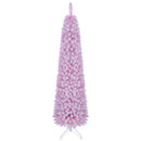 6 FT Pink Flocked Pre-Lit Pencil Christmas Tree with LED Lights