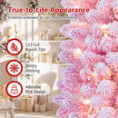 6 FT Pink Flocked Pre-Lit Pencil Christmas Tree with LED Lights