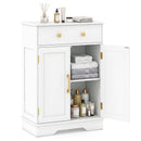 Floor Storage Cabinet with Drawer and Adjustable Shelf