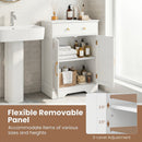 Floor Storage Cabinet with Drawer and Adjustable Shelf