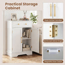 Floor Storage Cabinet with Drawer and Adjustable Shelf