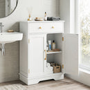 Floor Storage Cabinet with Drawer and Adjustable Shelf