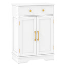 Floor Storage Cabinet with Drawer and Adjustable Shelf