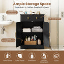 Floor Storage Cabinet with Drawer and Adjustable Shelf