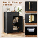 Floor Storage Cabinet with Drawer and Adjustable Shelf