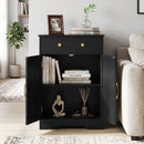 Floor Storage Cabinet with Drawer and Adjustable Shelf