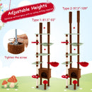 Floor to Ceiling Cat Tree Adjustable Mushroom Themed with Condo and Hammock-Brown