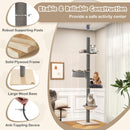 Floor to Ceiling Cat Tree with 93 Inch-107 Inch Adjustable Height-Gray