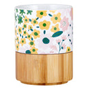 Floral Ceramic Mug with Bamboo Base