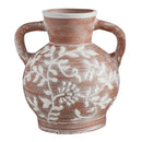 Floral Vase With Two Handles | Embossed Terracotta Vase | 10" Tall