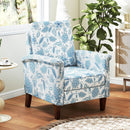 Floral Accent Chair Farmhouse Boho Armchair with Solid Wood Legs and High Back