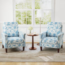 Floral Accent Chair Farmhouse Boho Armchair with Solid Wood Legs and High Back