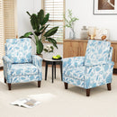 Floral Accent Chair Farmhouse Boho Armchair with Solid Wood Legs and High Back