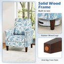 Floral Accent Chair Farmhouse Boho Armchair with Solid Wood Legs and High Back