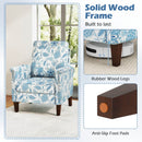 Floral Accent Chair Farmhouse Boho Armchair with Solid Wood Legs and High Back