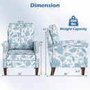 Floral Accent Chair Farmhouse Boho Armchair with Solid Wood Legs and High Back